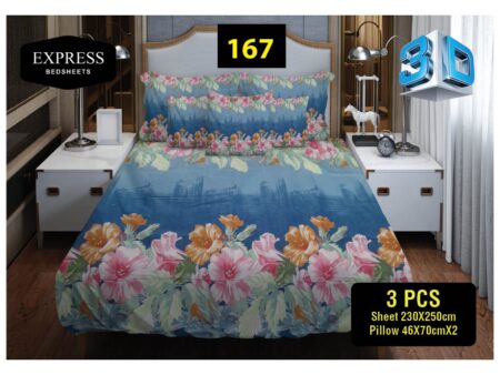 Twill Printed Cotton King Size Bed Sheet (1 Flat Sheet & 2 Pillow Covers)